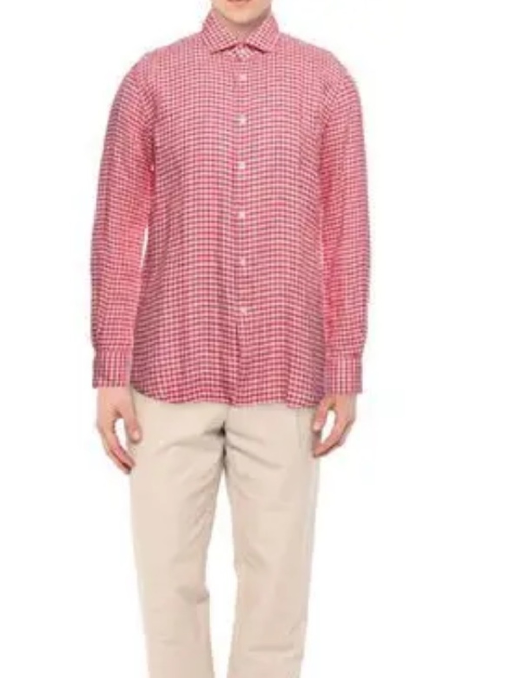 Slowear NWT Glanshirt Gingham Check Button Down Shirt Large Red White Cotton